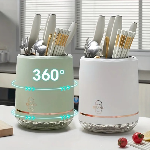 Kitchen Rotating Multifunctional Storage Basket Chopsticks & Knife Holder - Picture 2 of 3